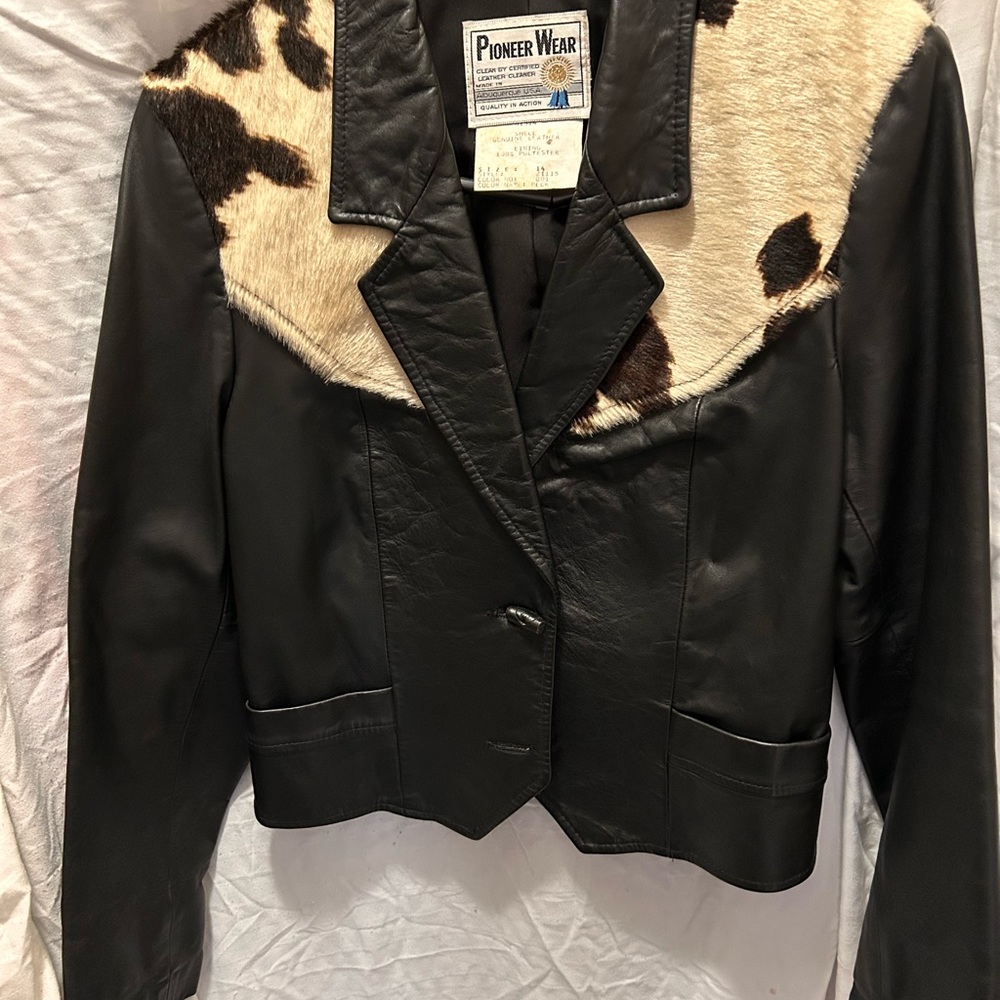 PIONEER Black and Cream Leather Jacket